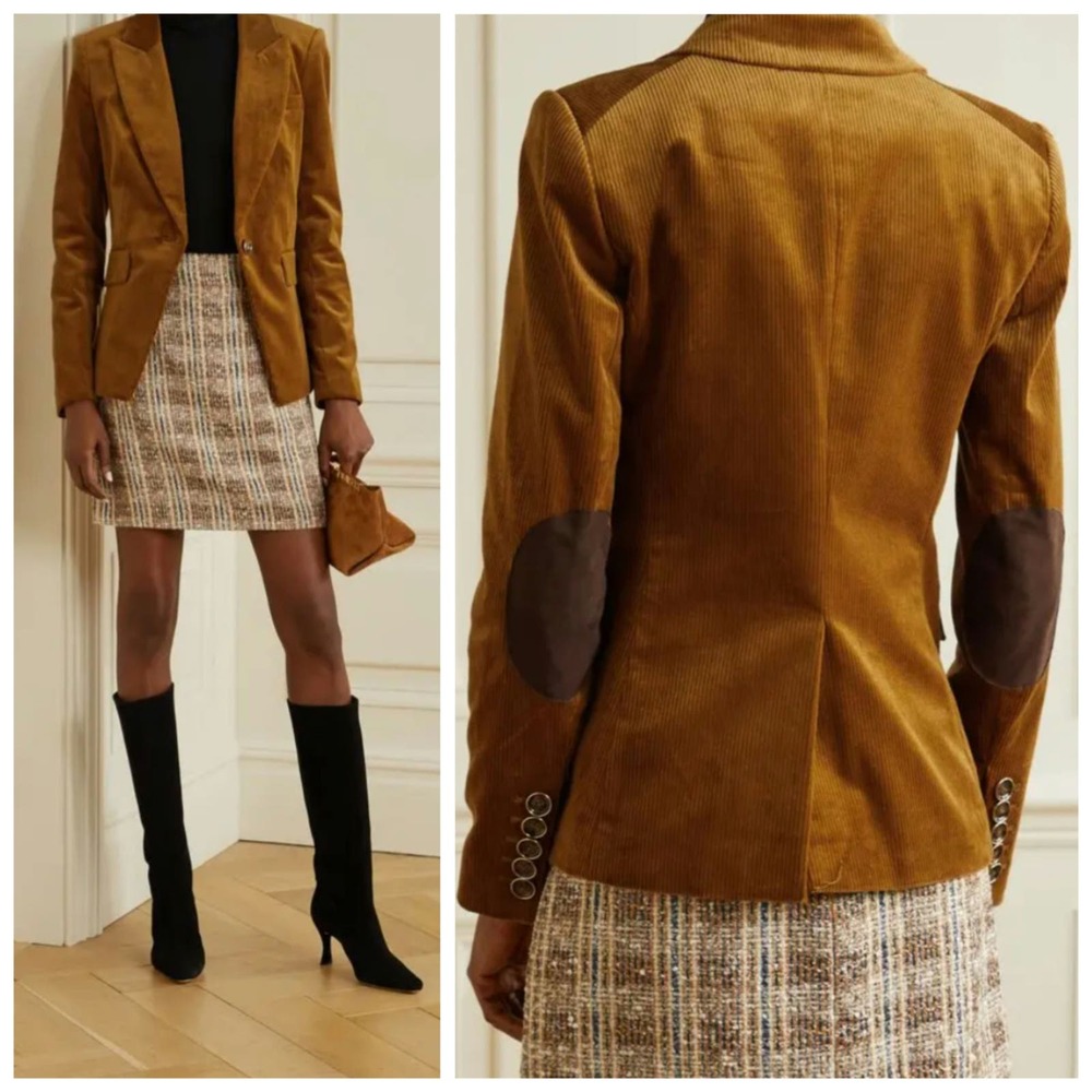 Veronica Beard Mustard Corduroy Blazer with Brown Elbow Patches